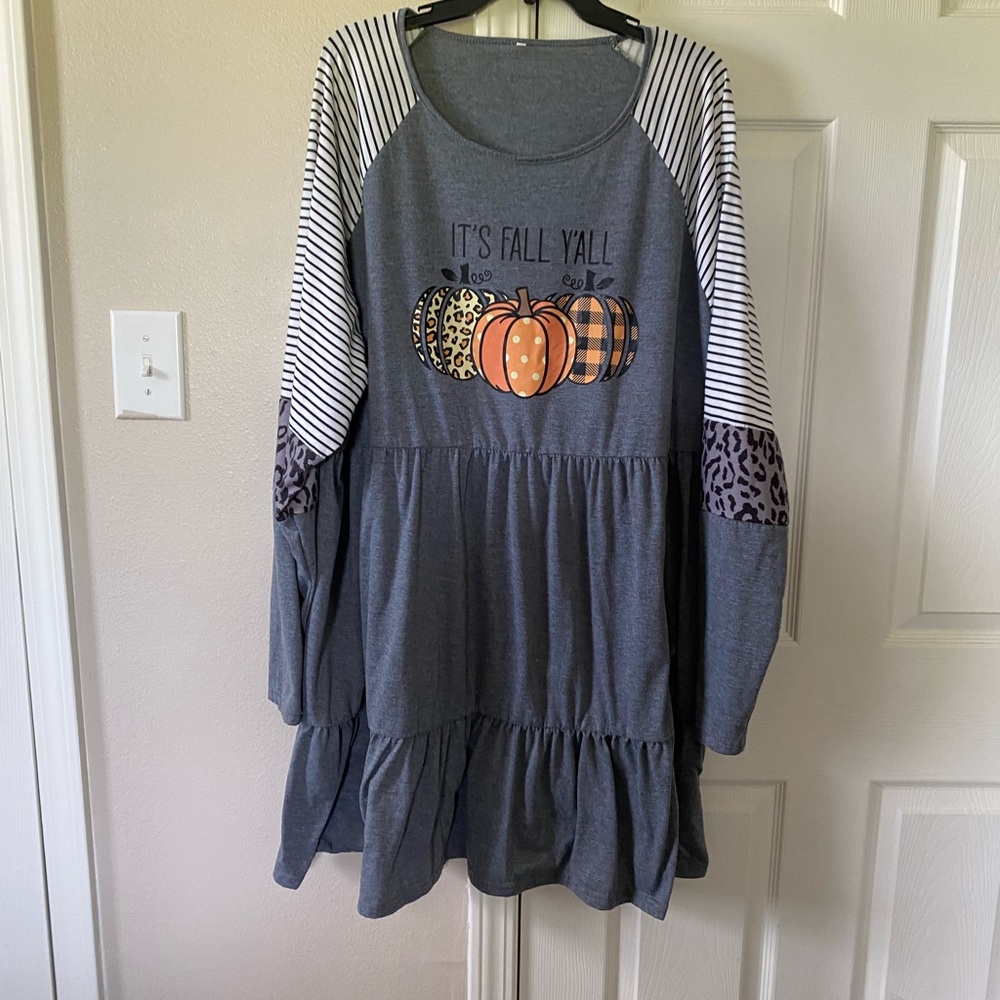 Gray Fall Graphic Dress
